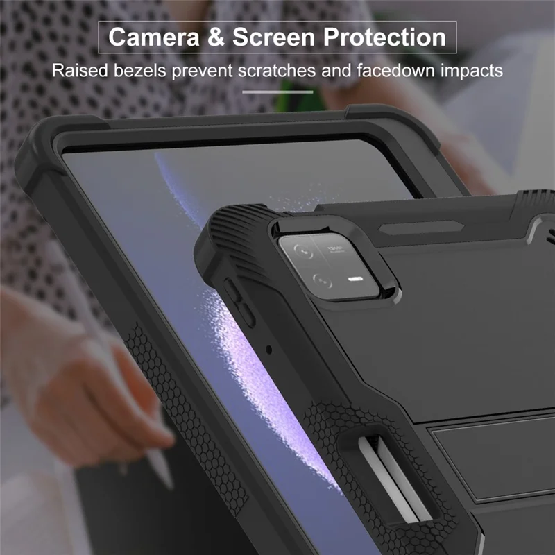 Para Xiaomi Pad 6 / Capa Tablet Pad 6 Pro com Suporte - Silicone + PC à prova de choques e resistente - Preto