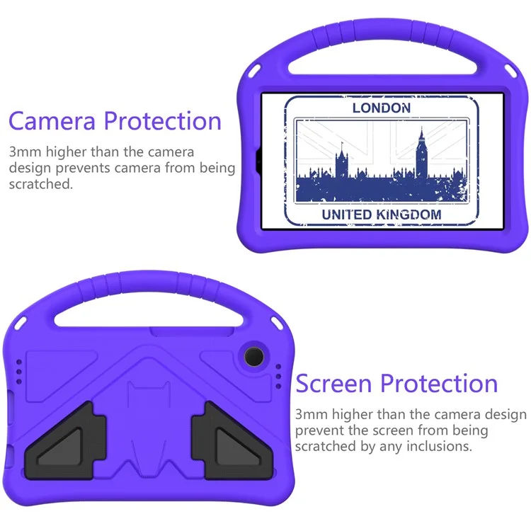 Para Samsung Galaxy Tab A9 Case EVA Capa à prova de choque Alça de Agarre Suporte de Kickstand Capa para Tablet - Roxo