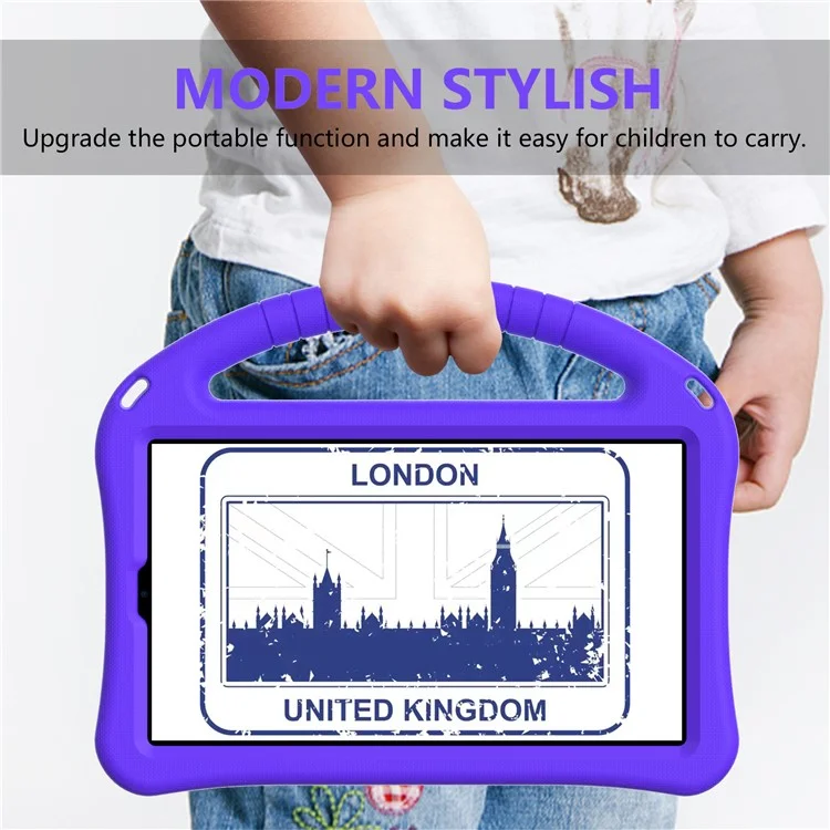 Para Samsung Galaxy Tab A9 Case EVA Capa à prova de choque Alça de Agarre Suporte de Kickstand Capa para Tablet - Roxo