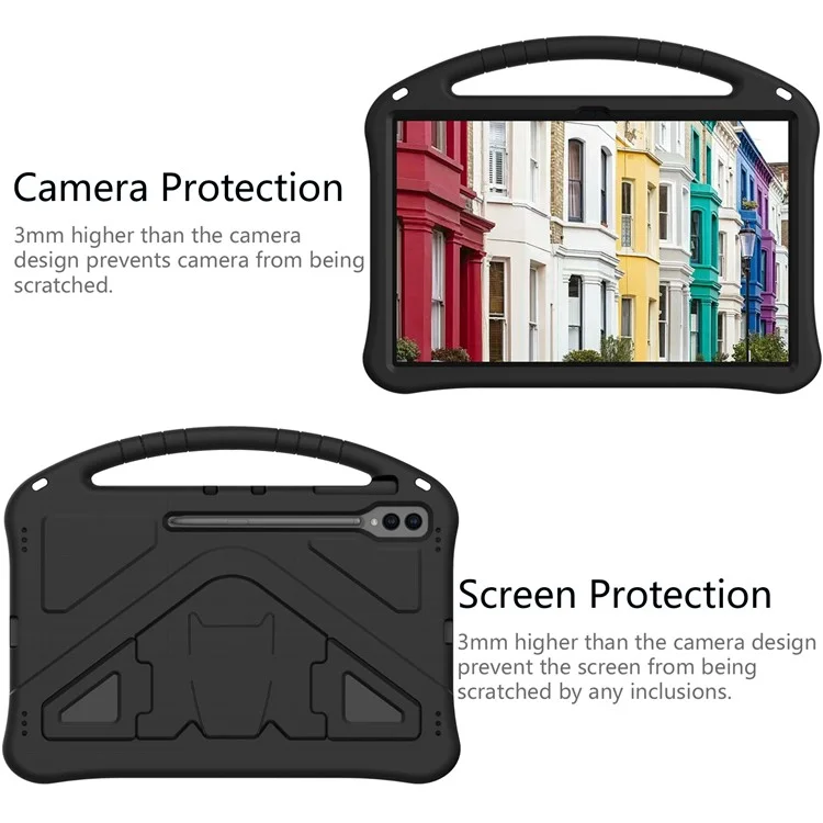 Shockproof Cover for Samsung Galaxy Tab S9 Ultra / S8 Ultra , Handle Kickstand Protective EVA Tablet Case - Black