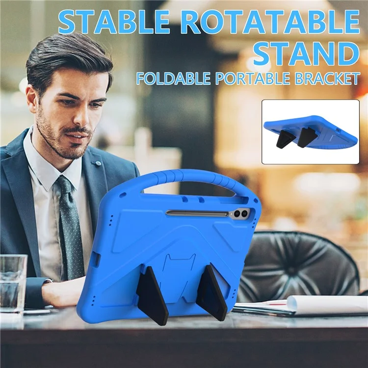 Shockproof Cover for Samsung Galaxy Tab S9 Ultra / S8 Ultra , Handle Kickstand Protective EVA Tablet Case - Blue