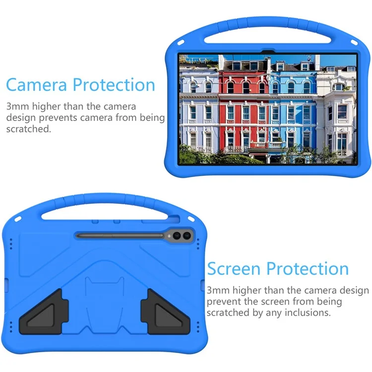 Shockproof Cover for Samsung Galaxy Tab S9 Ultra / S8 Ultra , Handle Kickstand Protective EVA Tablet Case - Blue