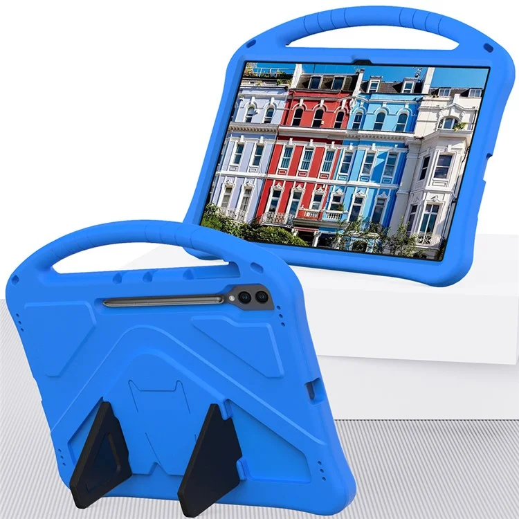 Shockproof Cover for Samsung Galaxy Tab S9 Ultra / S8 Ultra , Handle Kickstand Protective EVA Tablet Case - Blue