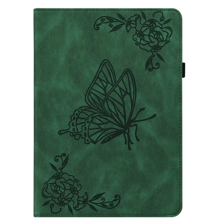 Pour Samsung Galaxy Tab A9 Étui en cuir Papillon Fleur Imprimé Housse de tablette - Vert
