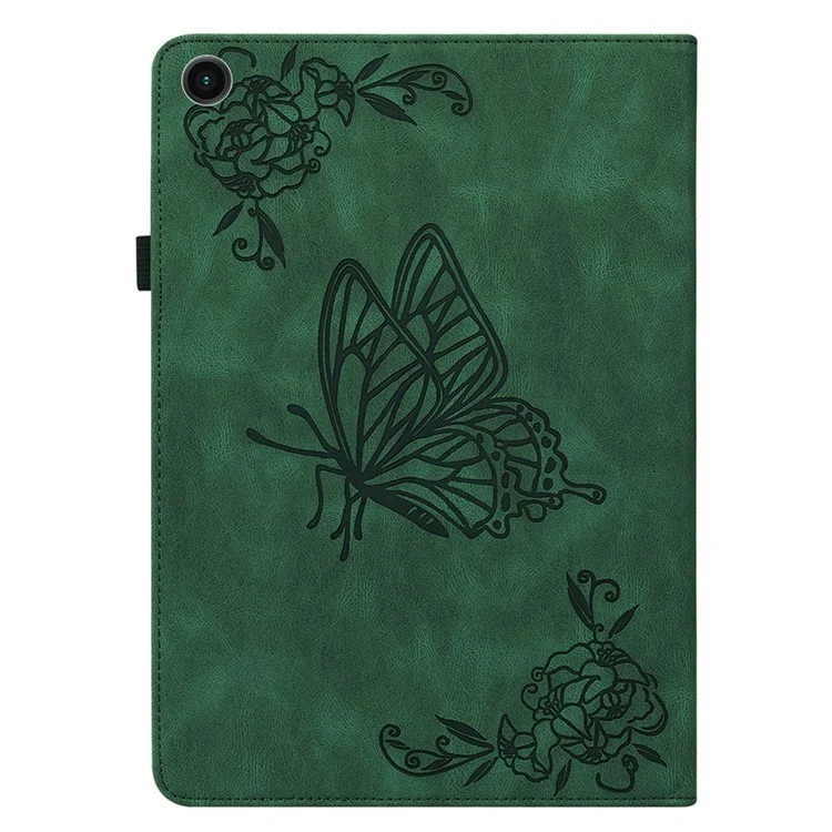 Pour Samsung Galaxy Tab A9 Étui en cuir Papillon Fleur Imprimé Housse de tablette - Vert