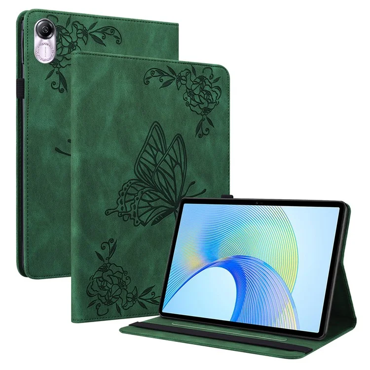 Pour la couverture en cuir de la tablette Honor Pad X8 Pro / Pad X9 avec impression de support à rabat, porte-cartes - Vert