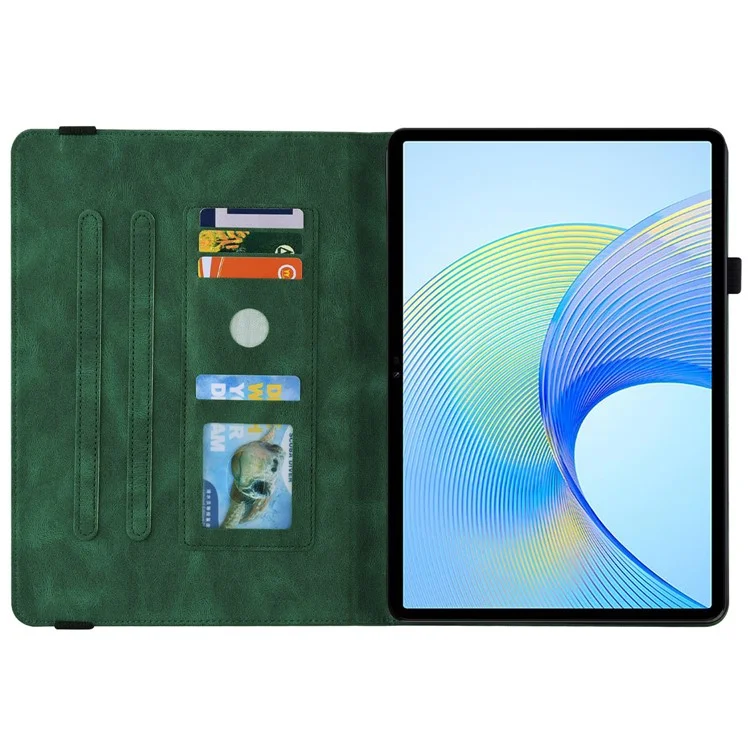 Pour la couverture en cuir de la tablette Honor Pad X8 Pro / Pad X9 avec impression de support à rabat, porte-cartes - Vert