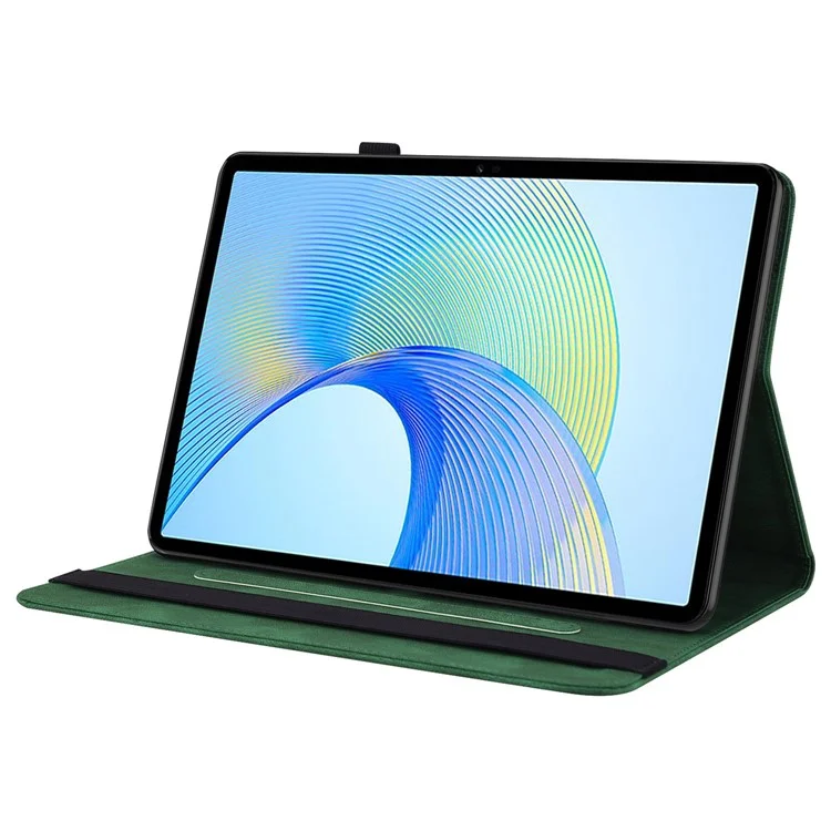 Pour la couverture en cuir de la tablette Honor Pad X8 Pro / Pad X9 avec impression de support à rabat, porte-cartes - Vert