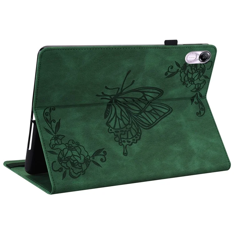 Pour la couverture en cuir de la tablette Honor Pad X8 Pro / Pad X9 avec impression de support à rabat, porte-cartes - Vert