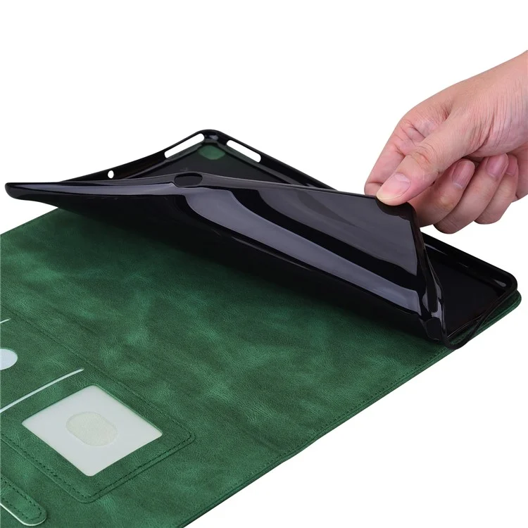 Pour la couverture en cuir de la tablette Honor Pad X8 Pro / Pad X9 avec impression de support à rabat, porte-cartes - Vert