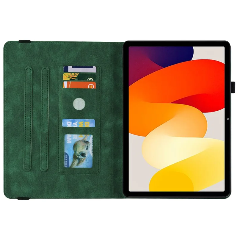 Чехол для планшета Xiaomi Redmi Pad SE, PU-кожа, держатель для карт, подставка - зеленый