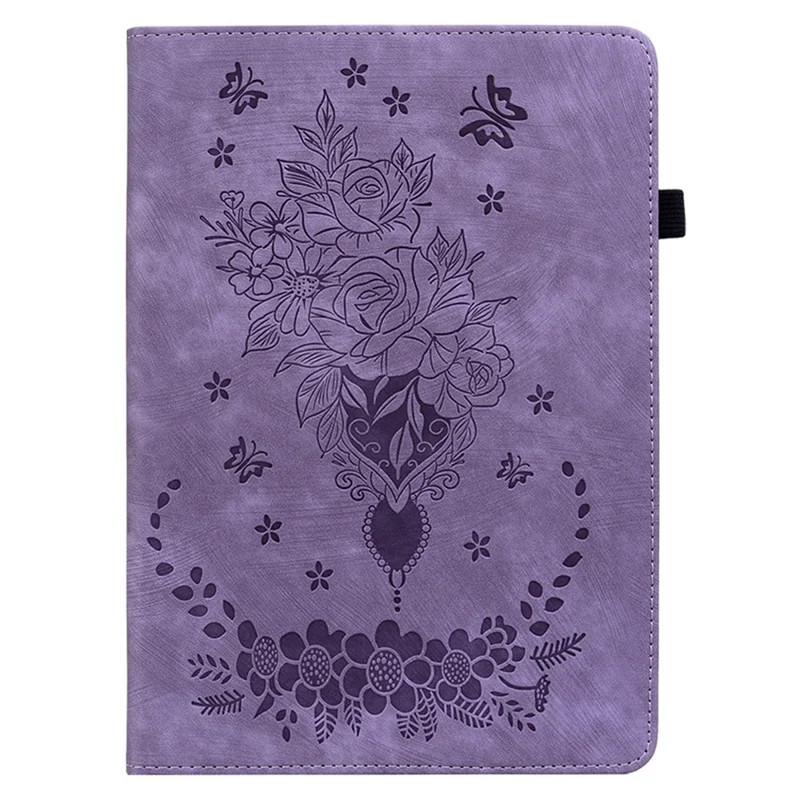 For Honor Pad X8 Pro / Pad X9 Cover Butterfly Rose Imprint PU Leather Tablet Case - Purple