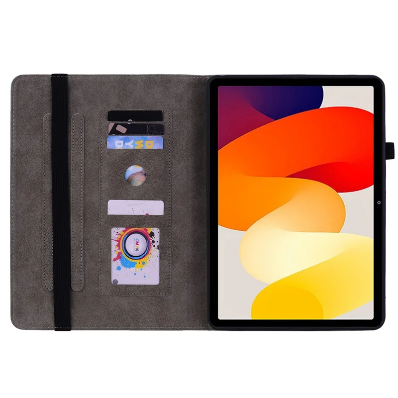 For Xiaomi Redmi Pad SE Case PU Leather Imprinted Card Holder Tablet Cover - Pink