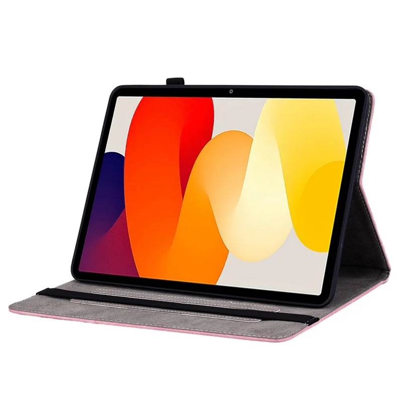 For Xiaomi Redmi Pad SE Case PU Leather Imprinted Card Holder Tablet Cover - Pink