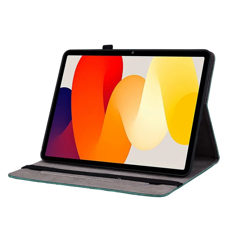 For Xiaomi Redmi Pad SE Case PU Leather Imprinted Card Holder Tablet Cover - Green