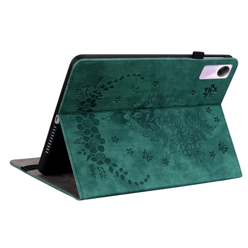 For Xiaomi Redmi Pad SE Case PU Leather Imprinted Card Holder Tablet Cover - Green