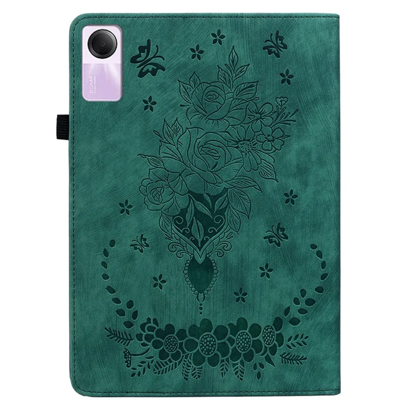 For Xiaomi Redmi Pad SE Case PU Leather Imprinted Card Holder Tablet Cover - Green