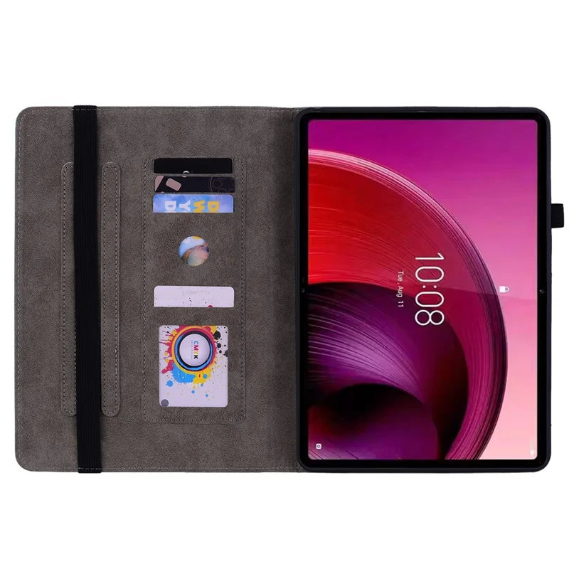 For Lenovo Tab M10 5G Leather Cover Butterfly Rose Imprinted Tablet Stand Case - Blue