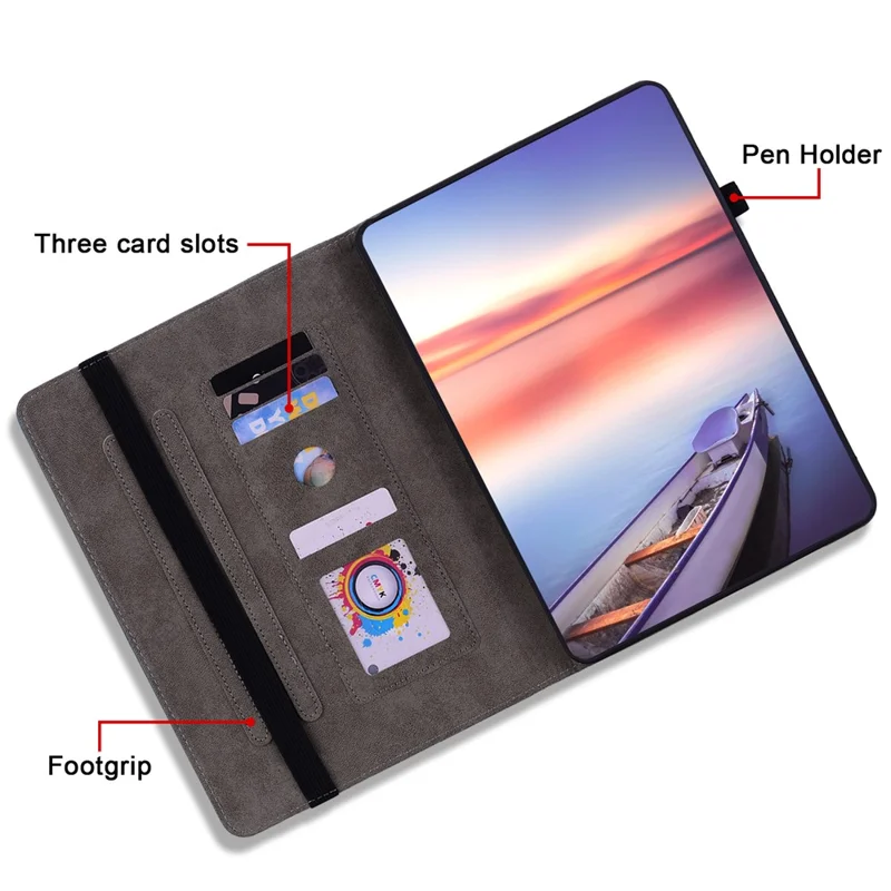 For Realme Pad 2 Protection Case PU Leather Stand Card Holder Tablet Cover - Rose