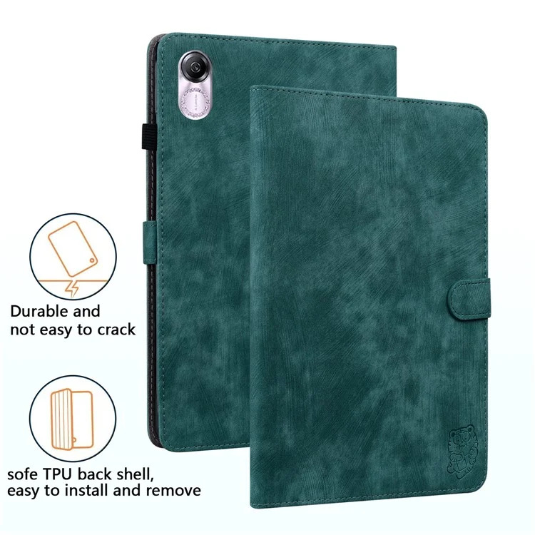Чехол для планшета For Honor Pad X8 Pro / Pad X9, с изображением милого тигра, из искусственной кожи с подставкой - зеленый