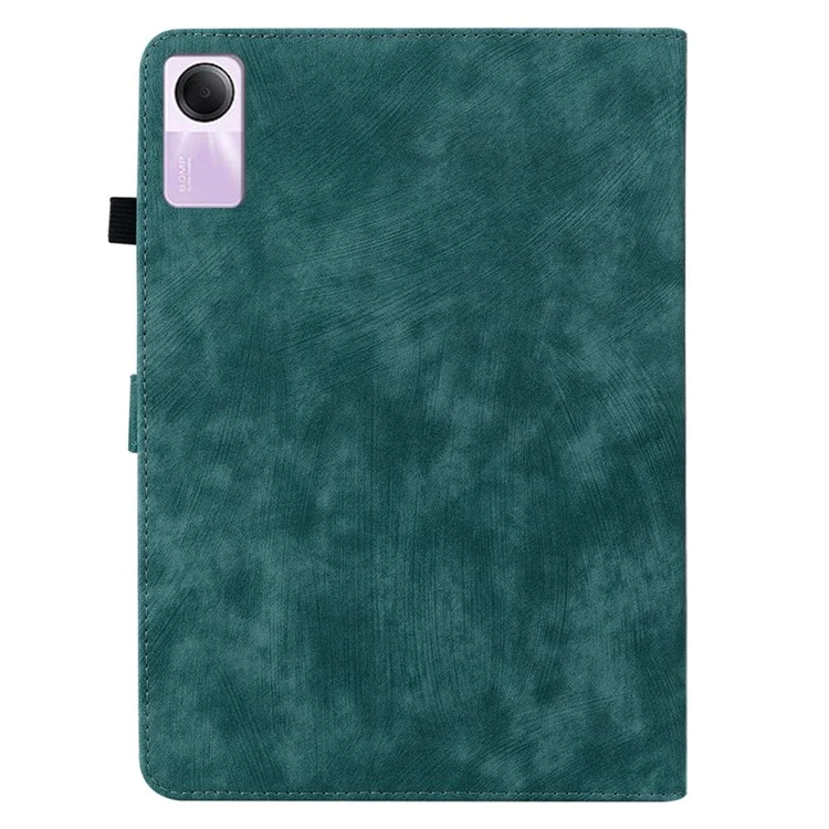 For Xiaomi Redmi Pad SE Cover Cute Tiger Imprint Leather Tablet Case with Card Slots - Green