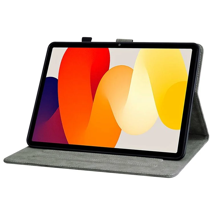 For Xiaomi Redmi Pad SE Cover Cute Tiger Imprint Leather Tablet Case with Card Slots - Green