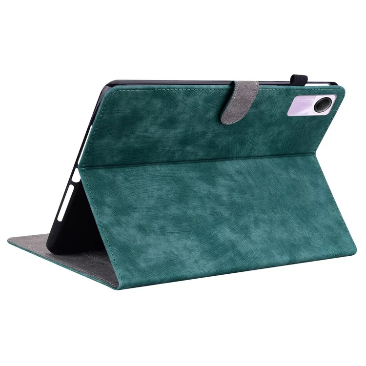 For Xiaomi Redmi Pad SE Cover Cute Tiger Imprint Leather Tablet Case with Card Slots - Green
