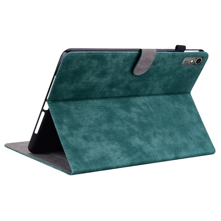 For Lenovo Tab M10 5G Anti-drop Case Imprinted PU Leather Card Holder Tablet Cover - Green