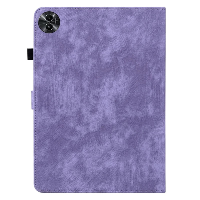 For Realme Pad 2 PU Leather Case Imprinted Card Holder Tablet Stand Cover - Purple