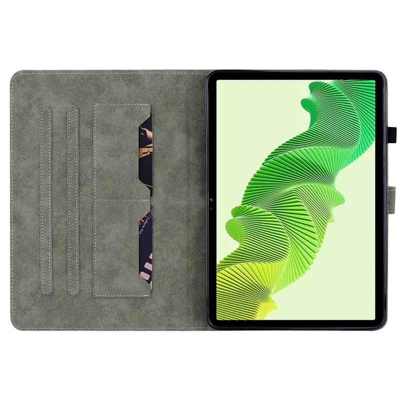 For Realme Pad 2 PU Leather Case Imprinted Card Holder Tablet Stand Cover - Purple