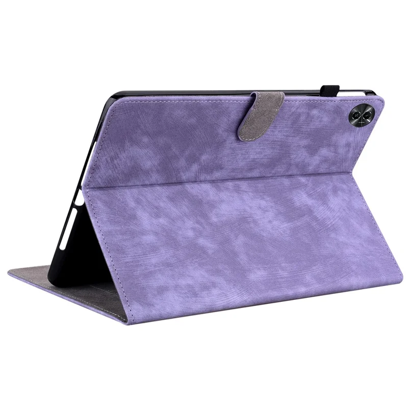 For Realme Pad 2 PU Leather Case Imprinted Card Holder Tablet Stand Cover - Purple