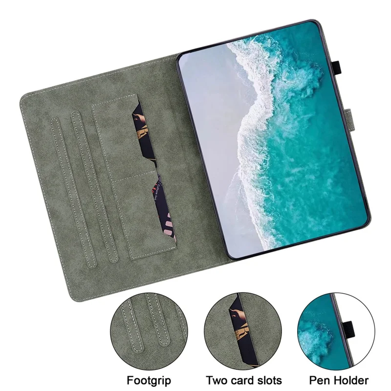 For Realme Pad 2 PU Leather Case Imprinted Card Holder Tablet Stand Cover - Purple