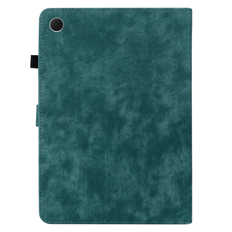 For Samsung Galaxy Tab A9 Leather Cover Cute Tiger Imprint Adjustable Stand Tablet Case - Green