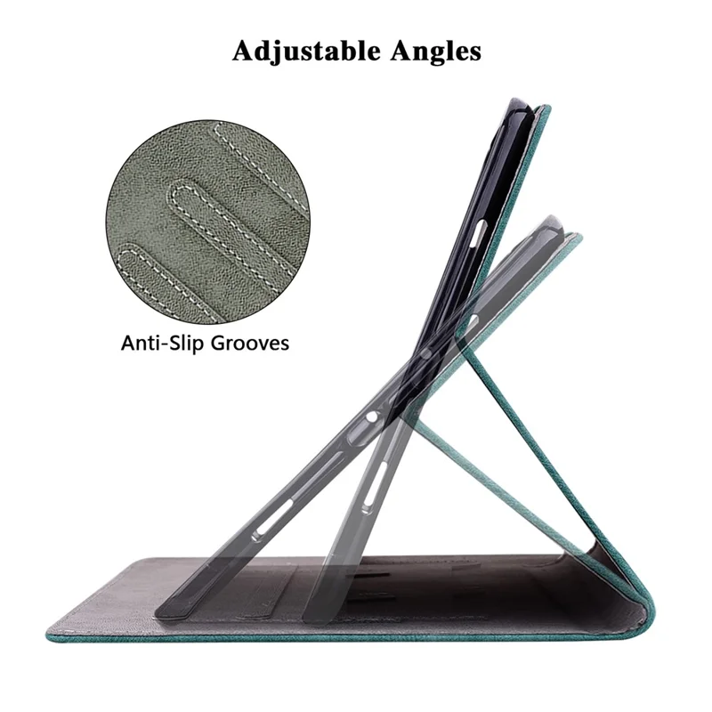 For Samsung Galaxy Tab A9 Leather Cover Cute Tiger Imprint Adjustable Stand Tablet Case - Green