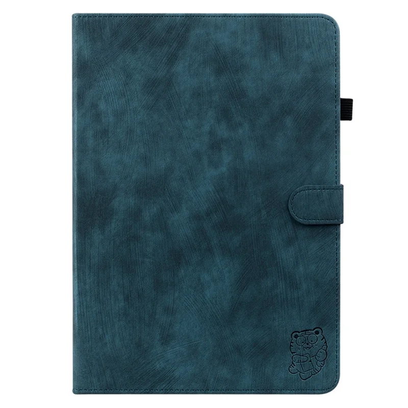 Para Samsung Galaxy Tab A9 Capa de Couro Cute Tiger Imprint Ajustável Suporte Capa Tablet - Azul Escuro