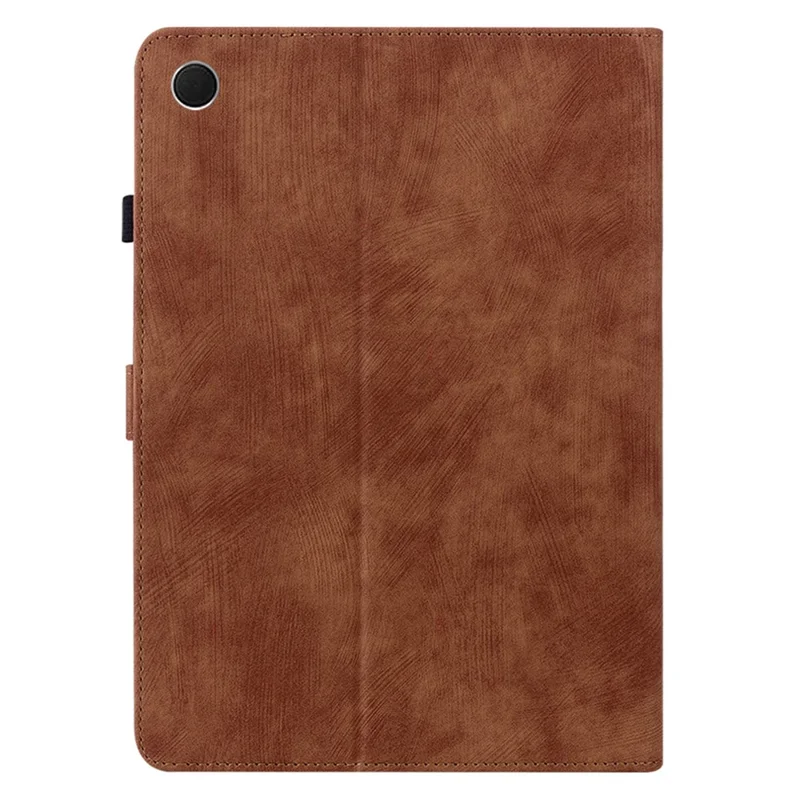 For Samsung Galaxy Tab A9 Leather Cover Cute Tiger Imprint Adjustable Stand Tablet Case - Brown