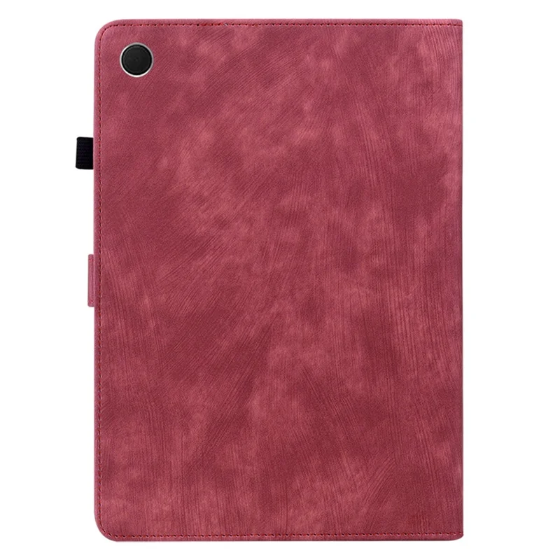 For Samsung Galaxy Tab A9 Leather Cover Cute Tiger Imprint Adjustable Stand Tablet Case - Red