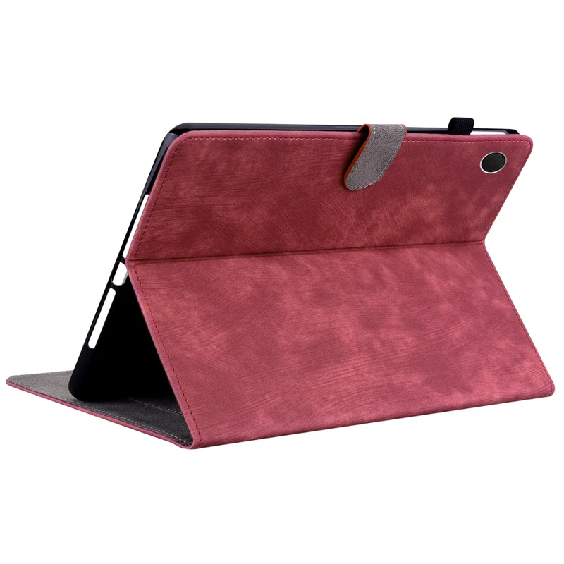 For Samsung Galaxy Tab A9 Leather Cover Cute Tiger Imprint Adjustable Stand Tablet Case - Red