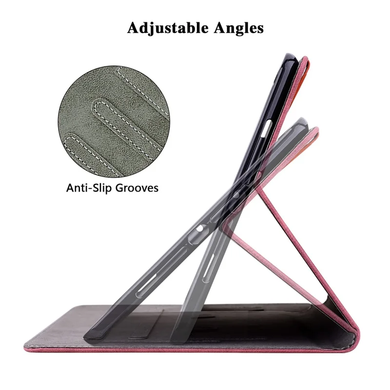 For Samsung Galaxy Tab A9 Leather Cover Cute Tiger Imprint Adjustable Stand Tablet Case - Red