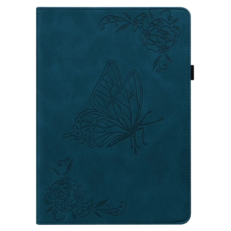 For Lenovo Tab M10 5G PU Leather Case Stand Card Holder Imprinted Tablet Cover - Dark Blue