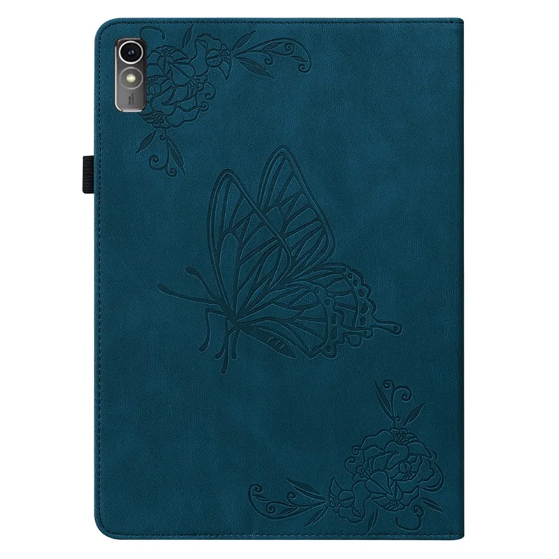 For Lenovo Tab M10 5G PU Leather Case Stand Card Holder Imprinted Tablet Cover - Dark Blue
