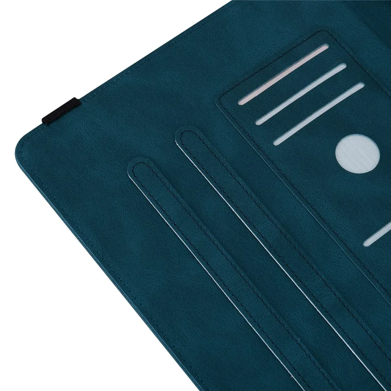 For Lenovo Tab M10 5G PU Leather Case Stand Card Holder Imprinted Tablet Cover - Dark Blue