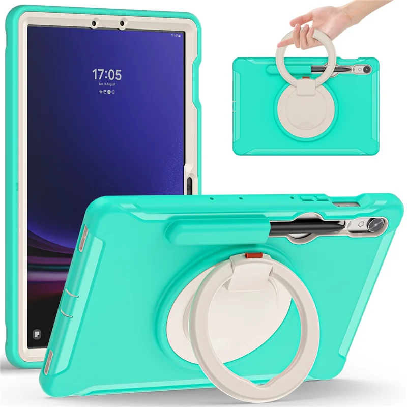 For Samsung Galaxy Tab S9 FE / S7 T870 / S8 X700 / S9 X710 Case Kickstand Tablet Cover with Pen Slot - Mint Green