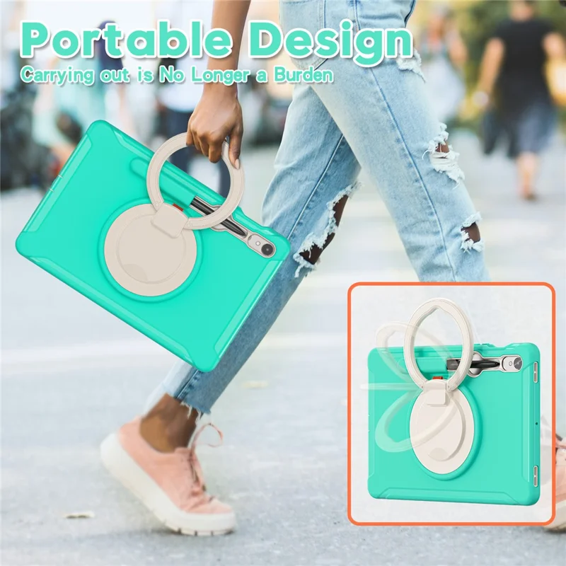 Para Samsung Galaxy Tab S9 fe / S7 T870 / S8 X700 / S9 X710 Case Kickstand Toup Com Caneta Com Caneta - Menta Verde