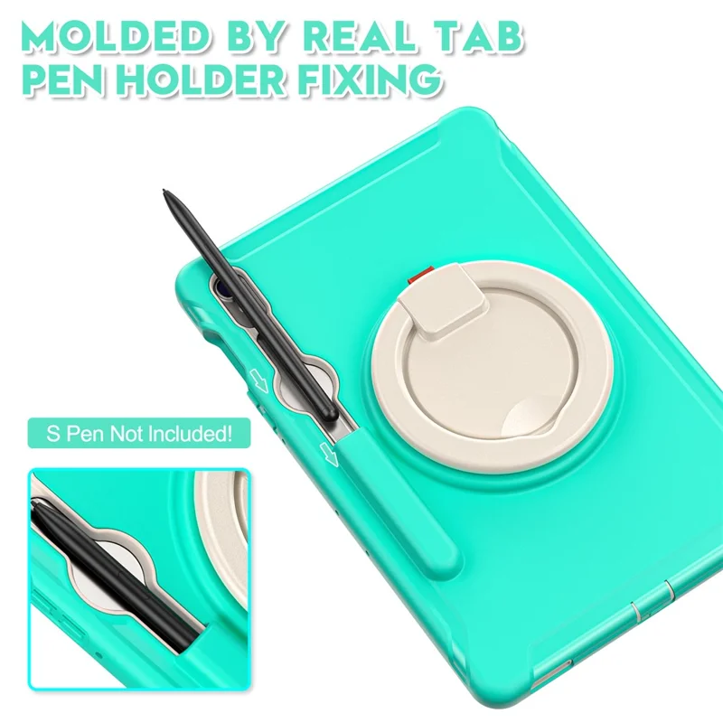 For Samsung Galaxy Tab S9 FE / S7 T870 / S8 X700 / S9 X710 Case Kickstand Tablet Cover with Pen Slot - Mint Green