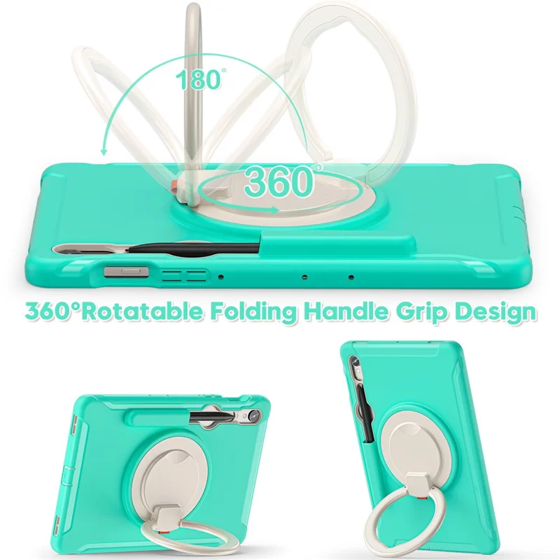 For Samsung Galaxy Tab S9 FE / S7 T870 / S8 X700 / S9 X710 Case Kickstand Tablet Cover with Pen Slot - Mint Green