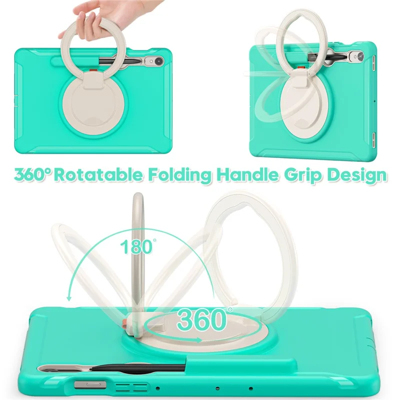 For Samsung Galaxy Tab S9 FE / S7 T870 / S8 X700 / S9 X710 Case Kickstand Tablet Cover with Pen Slot - Mint Green