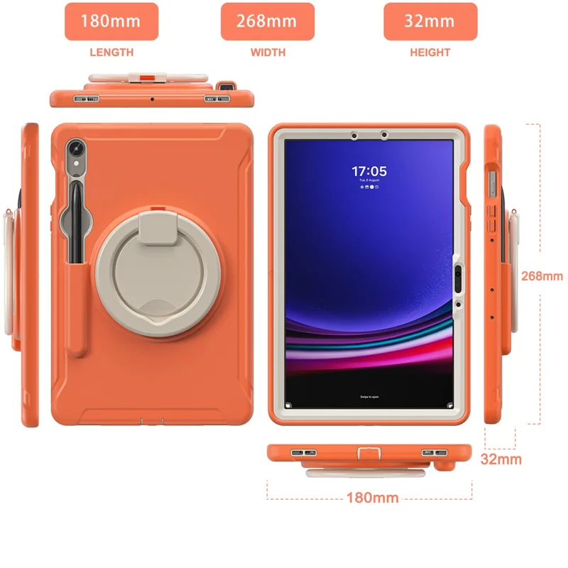 Für Samsung Galaxy Tab S9 FE / S7 T870 / S8 X700 / S9 X710 Hülle mit Ständer Tablet Cover mit Stifthalter - Korallenrot
