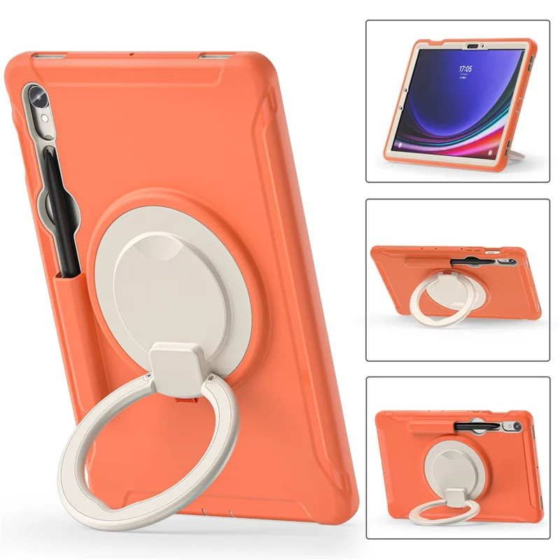 Für Samsung Galaxy Tab S9 FE / S7 T870 / S8 X700 / S9 X710 Hülle mit Ständer Tablet Cover mit Stifthalter - Korallenrot