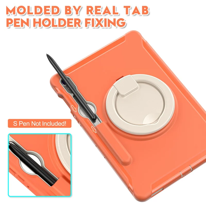 Für Samsung Galaxy Tab S9 FE / S7 T870 / S8 X700 / S9 X710 Hülle mit Ständer Tablet Cover mit Stifthalter - Korallenrot